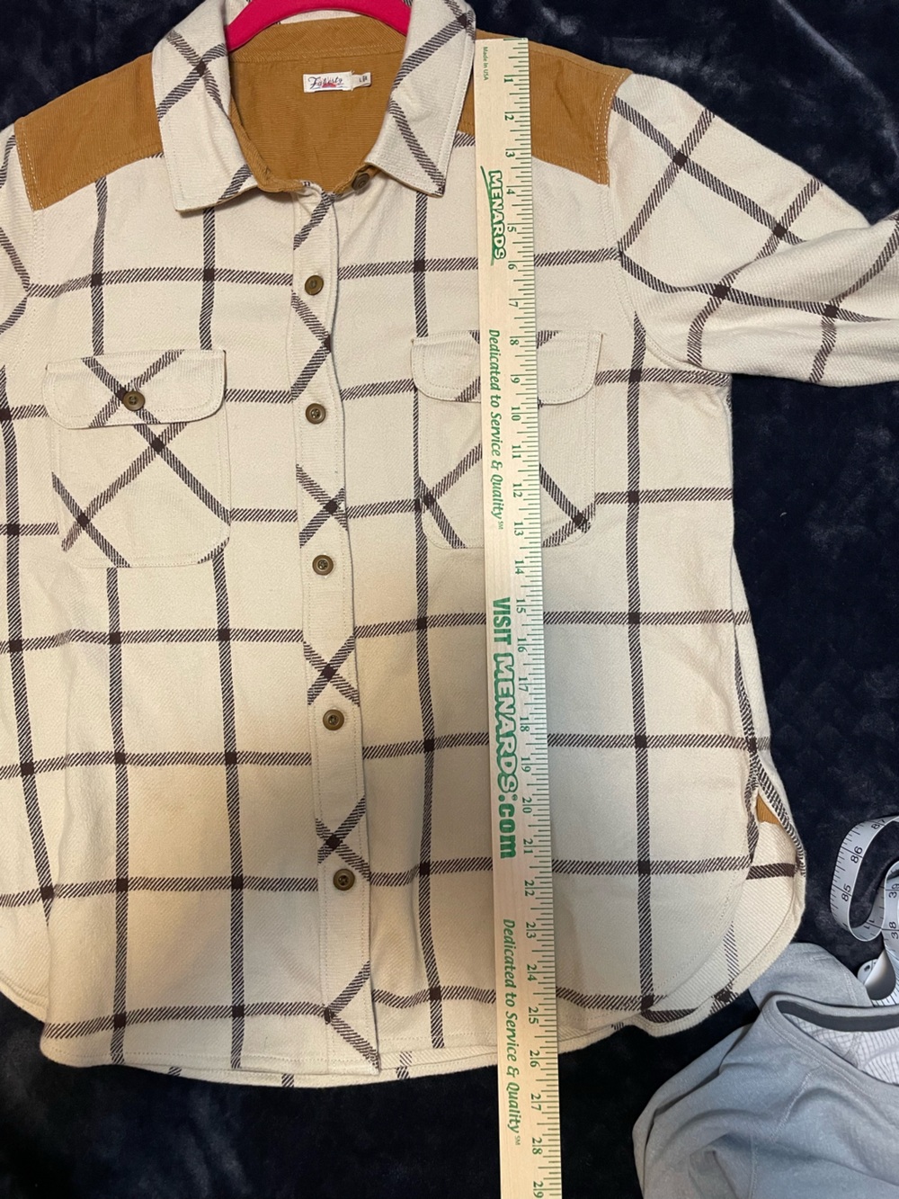 Faherty Daly Shirt Brown Plaid and Corduroy Shirt Shacket Sz L - Picture 10 of 10